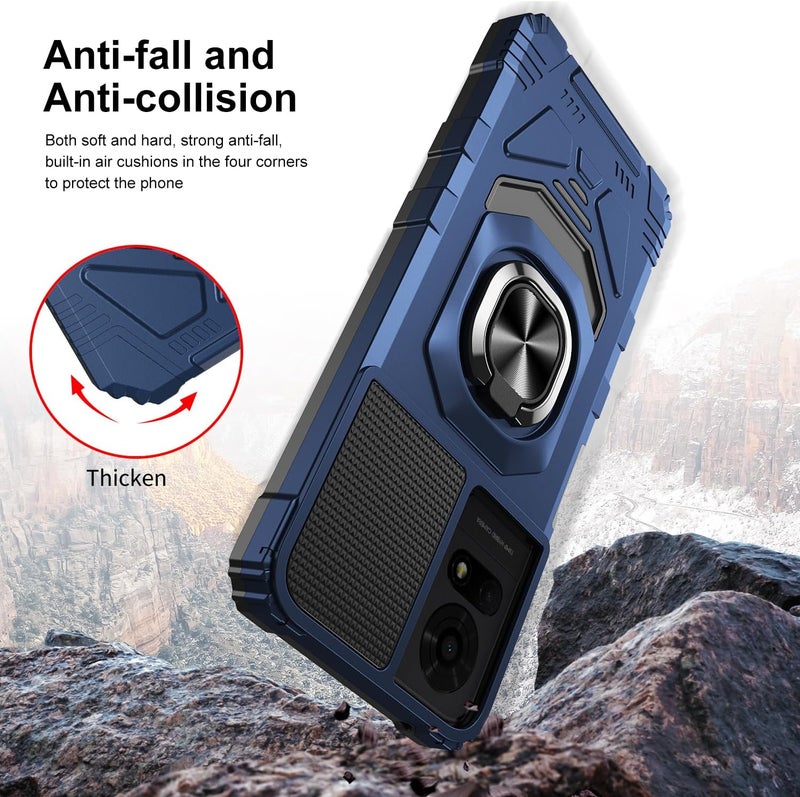 Mocotto for TCL K24/TCL K23/TCL 50 LE Phone Case with Tempered Glass Screen Protector,Military Grade Heavy Duty Shockproof Protective Cover,with Ring Kickstand (TCL K24,Blue) - Image 4